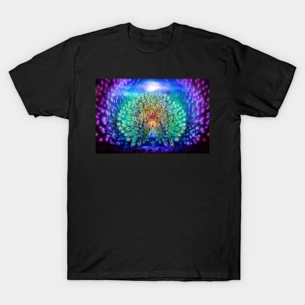 Rainbow Peacock T-Shirt by louisdyer